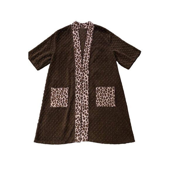 Fat Rat Family Dazzling 3X Brown Pink Leopard Trim Minky Dot Robe Y2K MooMoo - Picture 1 of 10